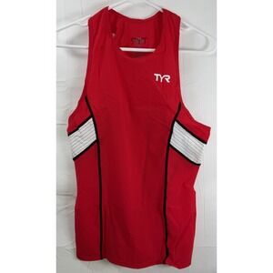 NWT Men's TYR Carbon Tank Top ITU Approved 1/2 Zip Red,‎ White Black - Small
